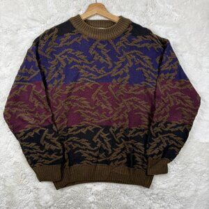Vintage John Ashford Sweater Men's Med Paisley Wool Blend Made in Italy